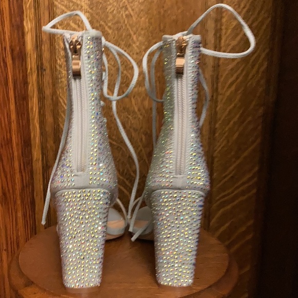 Pair of Azalea Wang embellished to the nines peep toe boots size 8. Style JACQ. - Picture 2 of 8